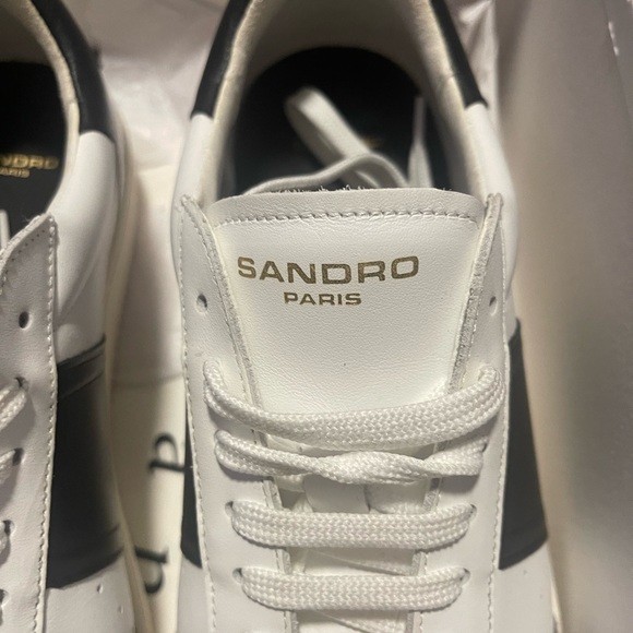 Sandro Two-Tone Leather Sneakers - Picture 7 of 9